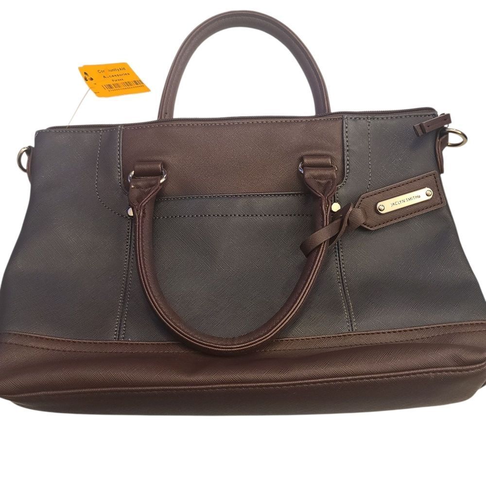 Jaclyn Smith Handbag Black‎ Brown Topstitching 14 × 10 - Picture 11 of 12